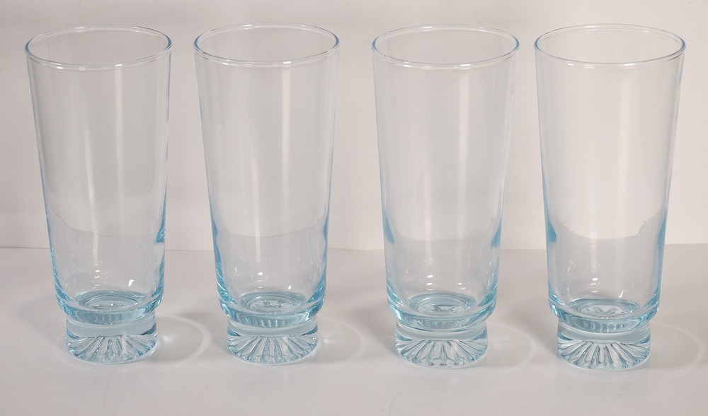 Vintage 50s MCM Duz Detergent Star Sapphire Blue Water Glasses Lot of 4 (A2)