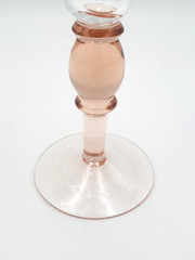 Elegant Vtg. Set of 4 MCM Hand Blown Glass Cordials Clear with Pink Stem & Base