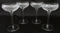 🍾 Masters Reserve Crystal Etched Champagne Coupes✨ 6.5″ Tall, 8 oz, Set of 4