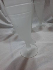 Set of 7 Vintage Indiana Glass Tiara Frosted Powder Horn Pilsner Beer Glasses