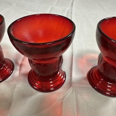 4- New Martinsville MOONDROPS RED * 2 3/4″ – 2 oz SHOT GLASSES/ TUMBLERS*