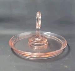 Vintage Pink Cordial Set, L. E. Smith Greenberg Glass Heart Center Handle 1930’s