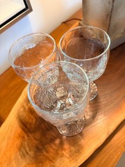 Libbey Chivalry Clear Water Goblets Set of 3 Hammered Vintage Stemware