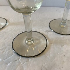 4 Tiffin Franciscan Clear Rose Rambler Wine Glasses with Silver Trim