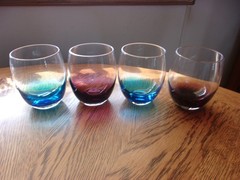 Stemless Wine Tumbler 14 Oz Multi-Color Blue Purple – Set of 4