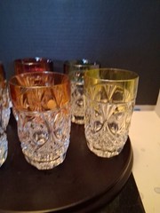 Vintage Set Of 6 Hofbauer Crystal Harlequin Long Drink Highballs Glasses. Nice