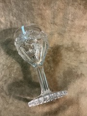 Jenkins glass Thistleblow Iris small wine stem EAPG Victorian in clear