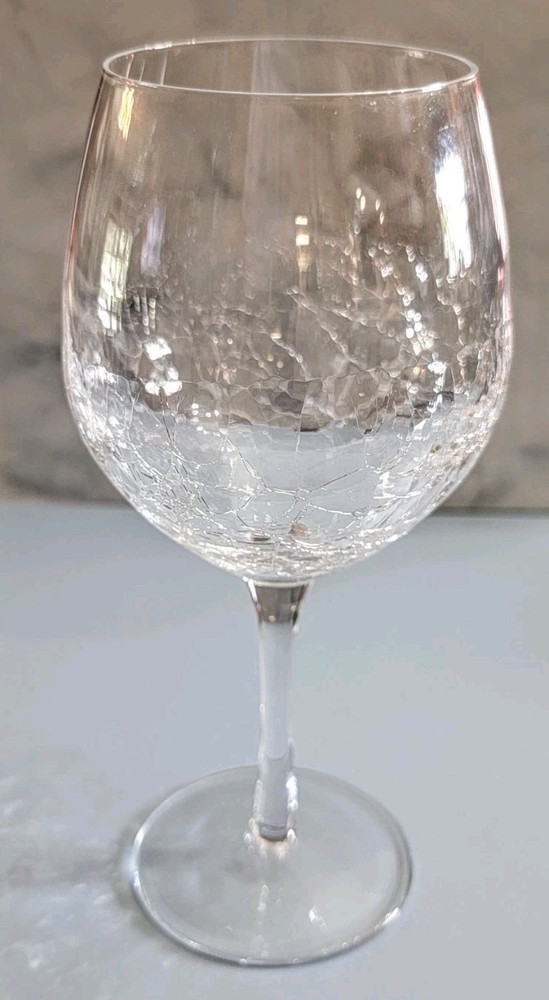 Angled Crackle Rim WINE GLASS Goblet