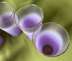 Vintage BLENDO «Atomic» Lavender Purple Six Glasses Frosted Pastel Colors