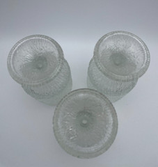 Indiana Glass Crystal Ice Tree Bark Textured Footed Water Goblets S/3 10oz B32