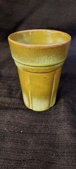 4 ADA clay Frankoma Pottery Tumblers – Prairie Green Wagon Wheel 80c