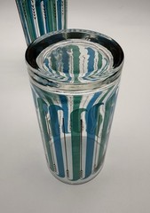 2 MCM 50s Libbey Mid Century Blue Green and Gold Sea Garden HTF Glasses