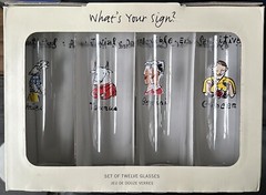 POTTERY BARN “What’s Your Sign” Zodiac Cocktail Drink Glasses 7” Boxed NEW