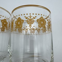 Vintage Set Of 3 Libbey Butterfly Gold Rimmed Juice Glasses Match Corelle Pyrex