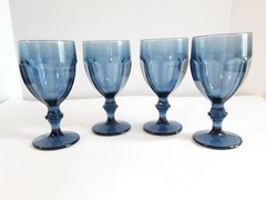 Libbey Gibraltar Dusky Blue Water Goblets Lot Of 4 DuraTuff Glass