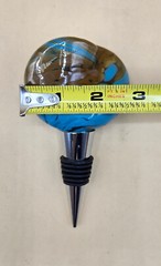 James Hayes Abstract Blown Glass Wine Stopper, Heavy, Blue & Brown EXCELLENT