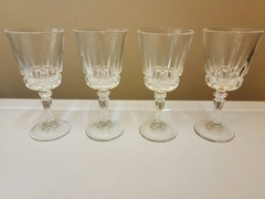 Set 4 Vtg France ESPRIT Vertical Cut Crystal Glasses.