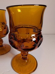Kings Crown Amber 5 3/4″ Glasses/Set Of 5/Vintage/Indiana Glass Co.