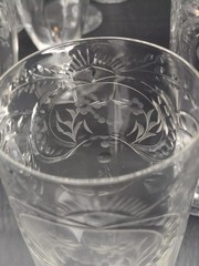 Up to 8 Tiffin 15074-6 Iced tea glasses Cut Floral Bowl And Foot Beautiful!