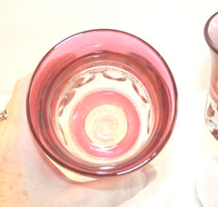 Tiffin Franciscan Kings Crown Cranberry Flash (top/bottom) Water Goblet Set of 2