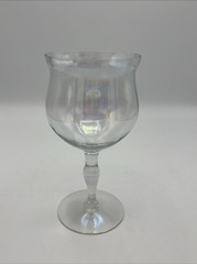 Iridescent Clear Wine Glass Goblet 6 1/2″ Tall Lot of 2