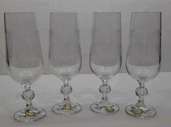 Bohemian Crystal Cascade Champagne Flute Etched IMACAS Design SOLD INDIVIDUALLY!