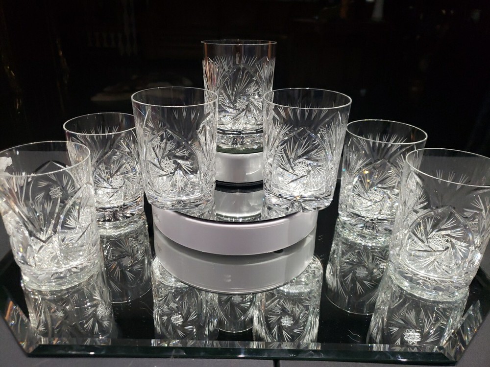 7 Tumblers DOF 4″ Glasses fans Pinwheel buzzstar crystal Leanore American Cut