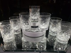 7 Tumblers DOF 4″ Glasses fans Pinwheel buzzstar crystal Leanore American Cut