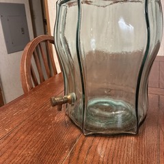 Vintage Beverage Dispenser Green Glass Brass Spigot Made Italy