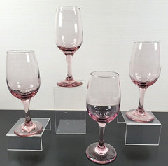 4 Libbey Premiere Pink Water Goblet Set Vintage Elegant Stemware Bar Glasses Lot