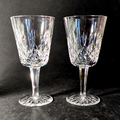 WATERFORD LISMORE WATER GLASSES, Cut Lead Crystal, 6 7/8″, 10 oz, IRELAND, 2PCS