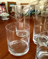 VTG Hand Blown OLD FASHIONED Rocks Glasses HIGHBALL Tumblers POLAND Set Of 6