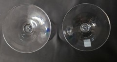 Vintage Opua Art Glass Martini Glasses Blue Green Hand Blown Czech Crystal 9″