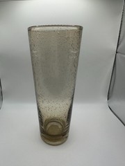 Hand Blown Seeded Amber 8 inch Bar Beer Glasses Set of 4 Excellent Condition