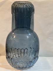 Blue Glass Bedside Carafe With Tumbler.