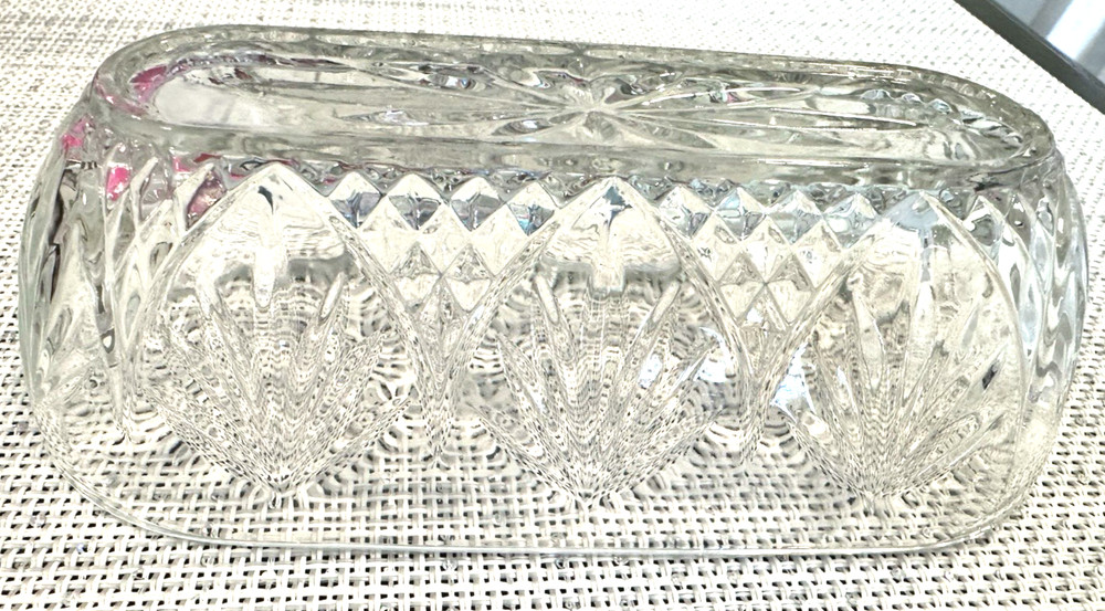 Clear Cristal D’Arques-Durand Butter Dish LID ONLY 6-Sided Stem 6-1/8″ x 2-7/8″