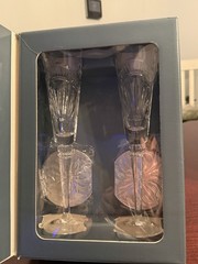 Vintage Lenox Crystal Dawn Of The Millenium Champagne Flutes Set Of 2 EUC