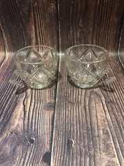 VTG 1960s MCM Colony Diamond Block Lattice Clear Glass Punch Cup Pitman-Dreitzer
