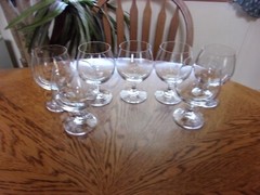 Brandy West Germany Blown Crystal 14 Oz Original Stickers – Set of 7