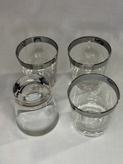 Vintage set of 4 Lowball glasses with silver rim MCM