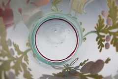 Pair Blown Enameled Glass Tumbler Cup Figures Fruit Rose German Venetian Antique