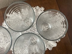 4 Vintage Libbey HOOPS Crisa Clear Tumblers Glasses Horizontal Rings Ribbed 6″ T