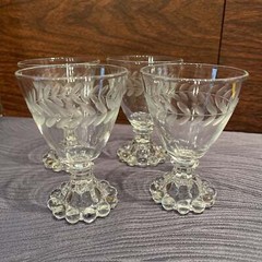 Set of 4 Anchor Hocking Laurel Leaf Etched Berwick Boopie Juice Glasses