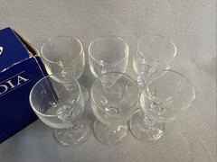 Vintage Bohemia Crystal Set Of 6 Cordial 2.5 Oz Liquor Glasses, Claudia w/ Box