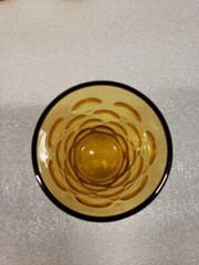 Vtg~6 Hazel Atlas~ Amber~El Dorado Optic Dot~4″Tx2.25″W~6oz. Juice Glasses(DR15)