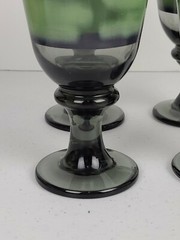 4 Libbey Rock Sharpe NOVA BROWN Green and Smokey Water Goblets 7″ Tall Glass EUC