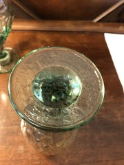 Two Vintage Libbey “Orchard” Green And Clear Goblet Glasses