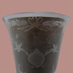 SPANISH LA GRANJA GLASS BEAKER ENGRAVED TO ISABELLA AND FERDINAND C.1770