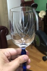 4 Lenox Crystal Cobalt Blue Stem Swag Drape Gold Rim Wine Glasses