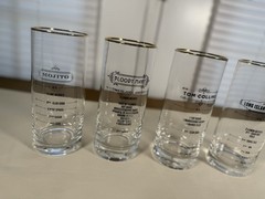Cellini Set of 4 Tall Cooler Glasses 16oz 18K Gold Rim Cocktail Recipe Highball